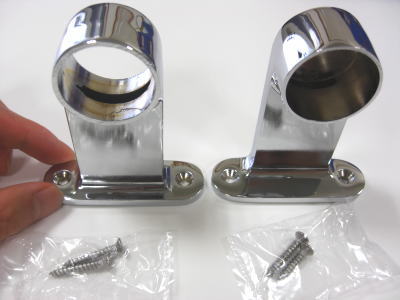 F型ブラケット 太さ32mmパイプ用 首長 止まり/通し 単品販売 ネジ付き 6個まで1通のメール便可 ダイキャスト クローム 32mmパイプ 止め 金具 パイ...