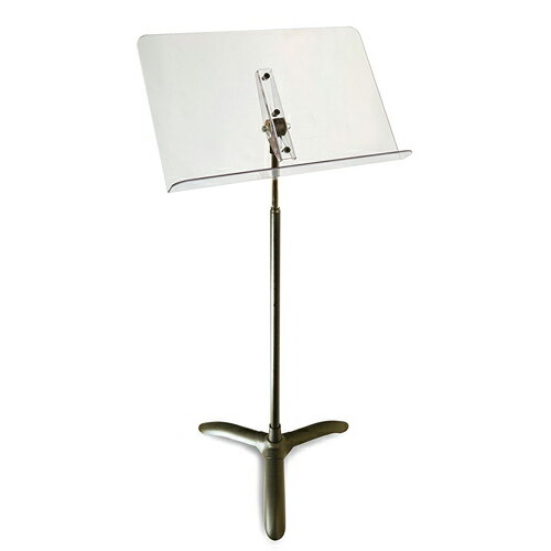 マンハセット　Manhasset　譜面台　【M47】　クリア・デスク・シンフォニーモデル（Clear Desk Symphony Stand)　カラー：クリアマンハセット社の譜面台の特徴マンハセット社の譜面台は最も長持ちして、耐久性のあるスタンドです。頑丈でリブ補強されたアルミニウム・デスクを使用しており、表面は傷付きにくいブラック・パウダーコーティング仕上げを施しています。ソリッドブラスのベアリング、グリスを必要としない頑丈なインナーシャフト、独自の「マジック・フィンガー・クラッチ」は片手で操作しても止めた位置でロックがかかり、 ノブやネジを使用しないno-knobfriction-tiltneckは、どの高さで分厚いスコアを置いても、安定して使用できます。溶接されたベース部分は、保管時でもステージ上でも最小限のスペースで優れた安定性を発揮します。■譜面部　：　クリア仕様■高さ調節　：　77〜134cm■重量　：　2.4kg■付属　：　組み立て用レンチ客席から出演者や指揮者の視認性が最大になるよう開発された譜面台です。デスク部には丈夫で耐久性に優れたプラスチック素材を使用、透明度はガラスと同等で、ガラスに比べ 250 倍の強度を持ちます。 MANHASSET M47 CLEAR DESK SYMPHONY STANDMANHASSET : M47 CLEAR DESK SYMPHONY STAND　