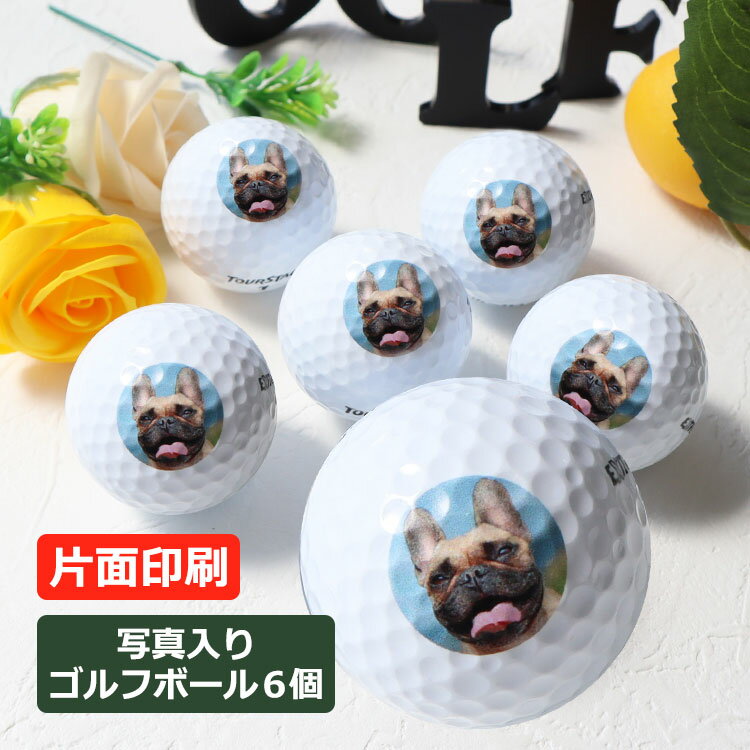 ゴルフボール 【写真 ロゴ入り(片面印刷) ゴルフボール 6個セット】 ディスタンス プロ仕様 名入れ 写真入り 写真印刷 1面印刷 名前入り 片面プリント ゴ...