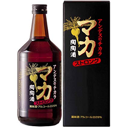 マカ・ストロング陶陶酒〜”天然の栄養ドリンクと言われる「マカ」配合、力強い辛口。”陶陶酒銭形印をベースにマカでさらに強化しました。高麗人参など十数種類の成分を合理的に溶け込ませた健康のお酒です。味はキリッとしたアルコール度が高い辛口タイプのお酒。「スッキリとした飲み口なのに、力強い」と人気上昇中!!料理に合わせやすいお酒です。冷やしてオンザロック、ハイボール、柑橘系ジュースやソーダなどで割ってもおいしくお飲みいただけます。またお食事前、おやすみ前に毎日続けてお飲みください。健康な毎日がお過ごしいただけます。容量　720ml 【アルコール分】29％醸造用アルコール、【原材料】マカ、ケイヒ、リュウガン、高麗人参、クコの実、コリアンダー、マムシエキス、ウンシュウミカン皮、ウイキョウ、ナツメ、ドクダミ、カンゾウ、ガジュツ（紫ウコン）、ソルビトール、アミノ酸、パントテン酸カルシウム、酸味料、香料、カラメル色素など。