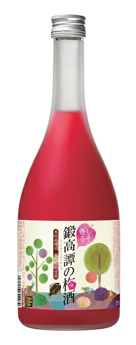 品質規格リキュール 希望小売価格1,100円（税抜き） アルコール分12％ 容量720ml 容器瓶 1c/s6本 カロリー（100mlあたり）150kcal「しそ焼酎 鍛高譚」に使用されているしそを使用し、香料・着色料無添加で仕上げました。発色のよいルビー色と豊かなしその風味をお楽しみいただける梅酒です。「鍛高（タンタカ）」とは、アイヌ語でカレイ科の魚のこと。 鍛高譚のラベルには「タンタカ」のイラストに描かれています。