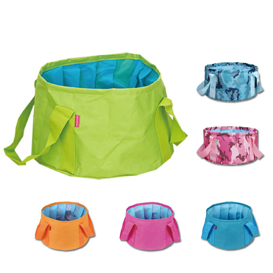 折りたたみバケツ 12.5L 持ち運び グリーン/ブルー/ピンク/オレンジ/迷彩