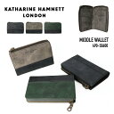 キャサリンハムネット 財布 【あす楽】 KATHARINE HAMNETT キャサリンハムネット 二つ折り財布 ミドル ウォレット コンビ L字ファスナー 札入れ 小銭入れ カード収納 牛革 軽量 スマート シンプル おしゃれ かっこいい メンズ レディース 男女兼用 ブランド 490-50600【最強開運日】【謹賀新年】