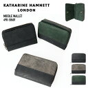 【あす楽】 KATHARINE HAMNETT キャサリンハムネット 二つ折り財布 ミドル ウォレット コンビ ボタンホック 札入れ 小銭入れ カード収納 牛革 軽量 スマート シンプル おしゃれ かっこいい メンズ レディース 男女兼用 ブランド 490-50601【最強開運日】【謹賀新年】