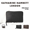 キャサリンハムネット 財布 【あす楽】 KATHARINE HAMNETT キャサリンハムネット 二つ折り財布 ミドル ウォレット ラウンドファスナー 札入れ 小銭入れ カード収納 牛革 軽量 スマート シンプル おしゃれ かっこいい メンズ レディース 男女兼用 ブランド 正規商品 490-50505【最強開運日】【謹賀新年】