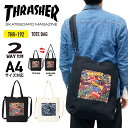 THRASHER スラッシャー キャンバストート ショルダートート  2WAY 手持ち 肩掛け 斜め掛け ショルダーベルト A4 アウトドア 通学 塾 部活 スポーツ エコバッグ 中高生 大学生 メンズ レディース 男女兼用 帆布 THR-192 