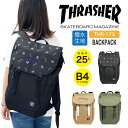 【あす楽】THRASHER リュック リュックサック かぶせリュック Mark Gonzales マークゴンザレス デイパック バックパック 通学 通勤 25L B4 撥水 旅行 部活 アウトドア メンズ レディース 男女兼用 THR-173【クリスマス】【SS2306】