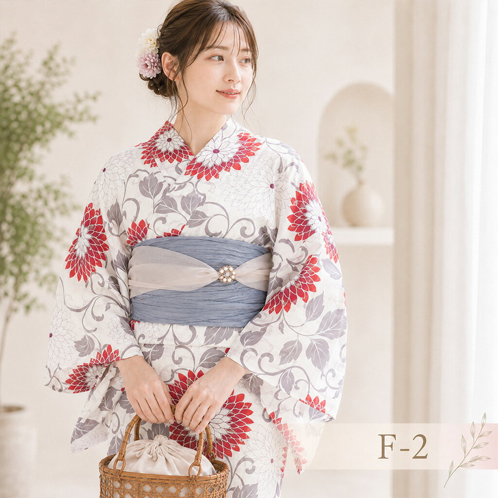 浴衣 セット ゆかた セット 2点セット 高級浴衣 レディース 女性 大人 綿麻 麻混 個性派 レトロ 昭和 昭和レトロ 古典 古典柄 大正 送料無料 nonoc-10006153 nonoc サンプル画像3