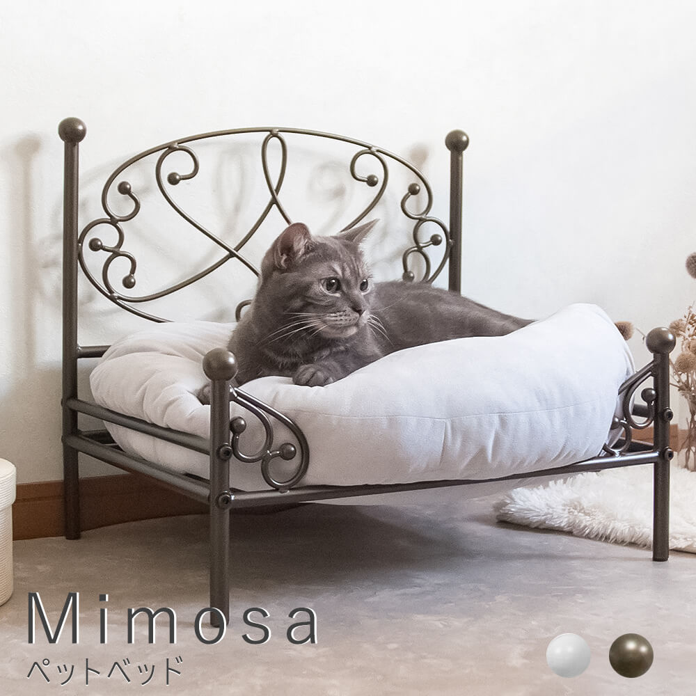 Mimosa（ミモザ）　ペットベッド　可愛い　おしゃれ　オシャレ　ペットベッド　猫ベッド　ペットソファ　ドッグベッド　ネコ　ワンちゃん　猫グッズ　ペット用品　ペットベット　猫　小型犬　ペットチェア　ベッドフレーム　ゴールド　ホワイト　ナチュラル　シンプル