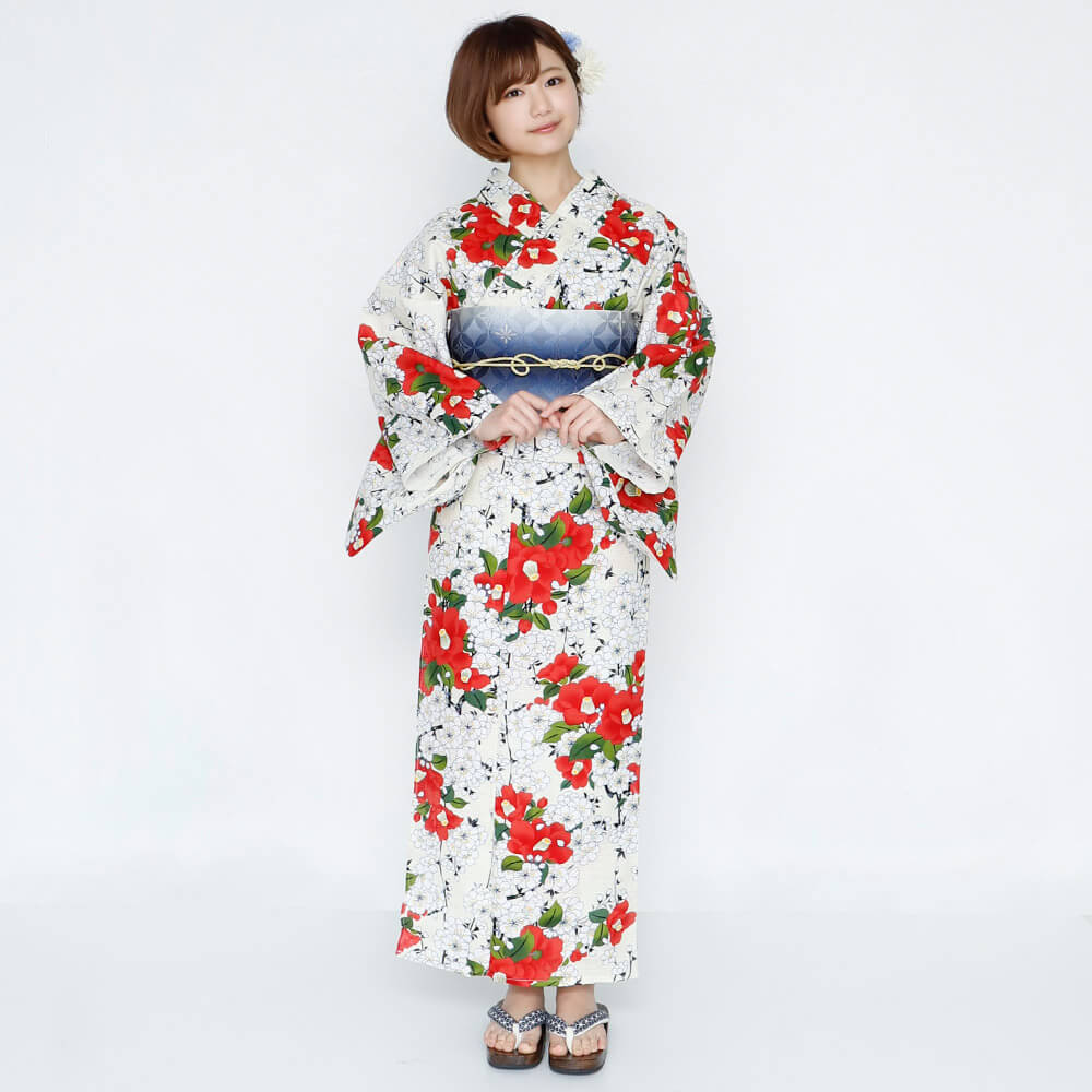 女性浴衣 レディース浴衣 浴衣 単品 浴衣単品 仕立て上がり 綿麻 レディース 女性用 花柄 椿 ツバキ 赤 レッド 桜 大人っぽい 変わり織 お洒落
