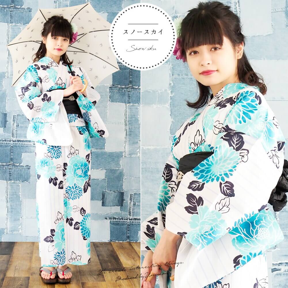 女性浴衣 レディース浴衣 浴衣 単品 浴衣単品 レトロ 仕立て上がり レディース 女性用 フリー ホワイト ネイビー 白 紺 青 菊 椿 花柄 お洒落