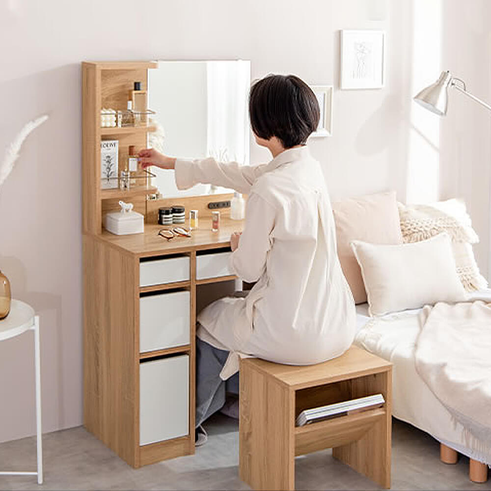 ドレッサー＆スツールセット ドレッサー ドレッサーセット 化粧台 椅子付き チェア...