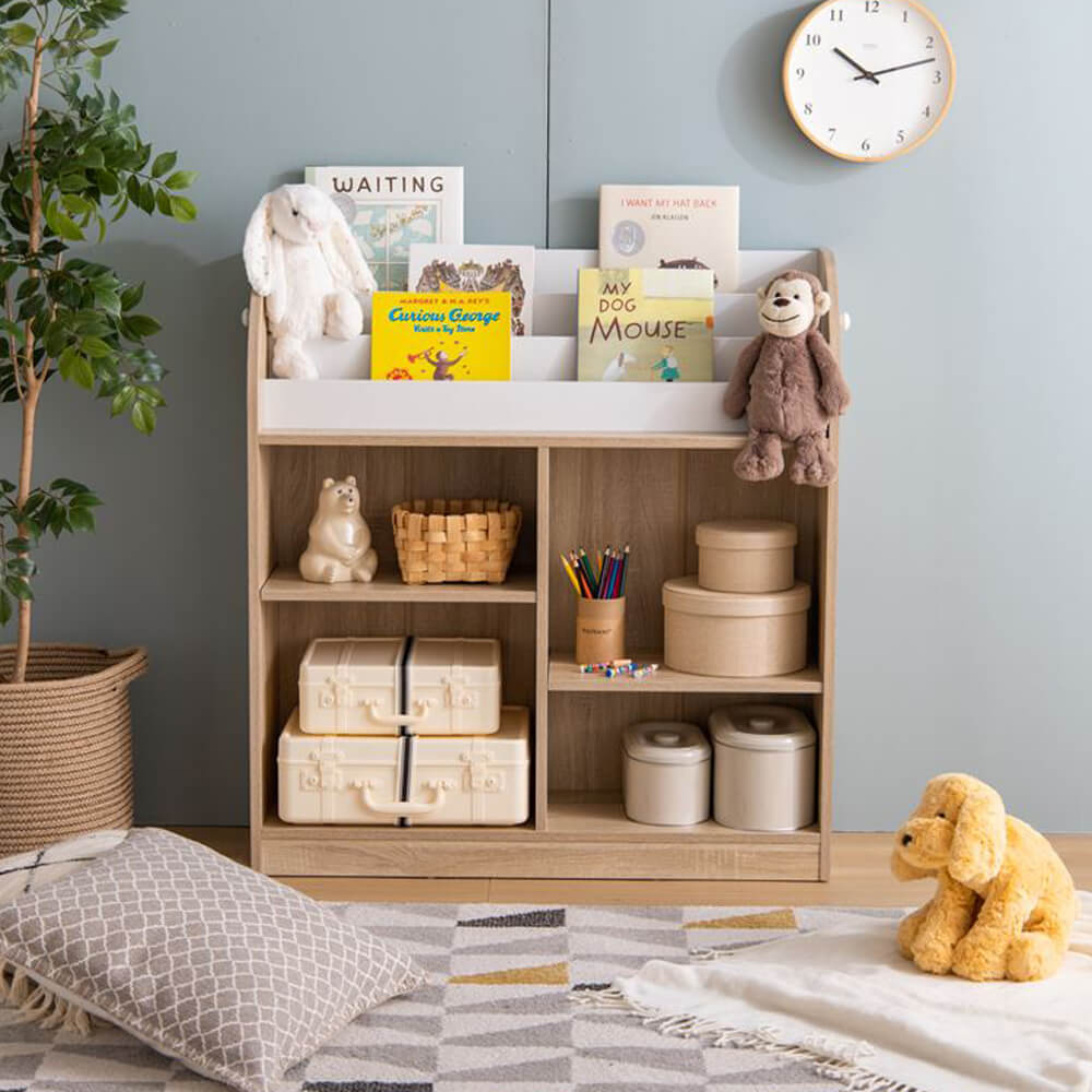 絵本棚(オープン収納タイプ) 収納 おもちゃ 絵本棚 ナチュラル ホワイト 白 バイカラー カジュアル 北欧 キッズルーム 北欧ナチュラル 子供部屋収納 絵本収納 絵本ラック おもちゃ収納棚 ブックラック 本棚 子供用 お片付け