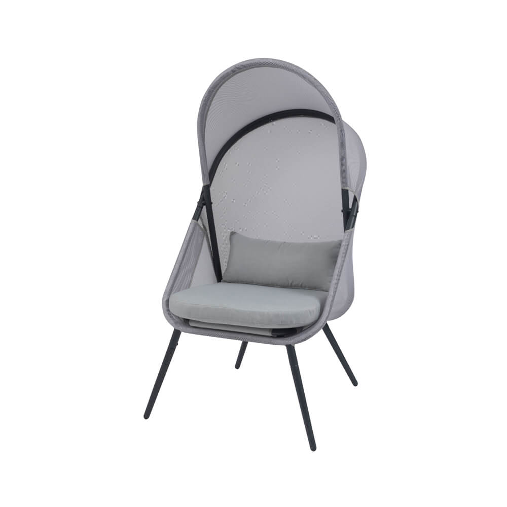 【楽天 お買い物マラソン★ポイント5倍】 ルーフフォールディングチェア ガーデンチェア アウトドアチェア チェアー 椅子 イス 折りたたみ式 ルーフ付き 日除け 日よけ キャンプ リゾート おしゃれ 大きめ 大きい ゆったり メッシュ グレー ナチュラル