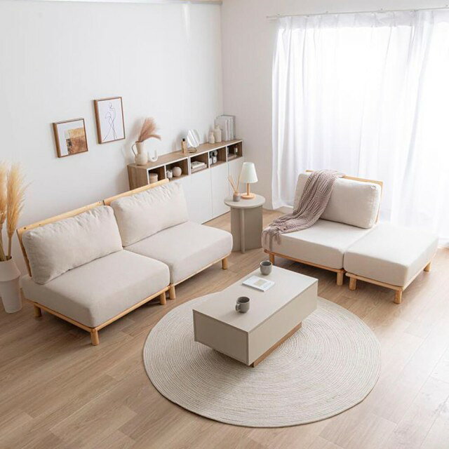 【楽天 スーパーSALE★ポイント10倍】 3人掛けソファー + オットマンセット 幅240cm ソファ ソファー ローソファ 3人掛けソファ セット カウチソファ 北欧 韓国 インテリア ポケットコイル おしゃれ 組み合わせ自由 アームレス ローソファ [3]