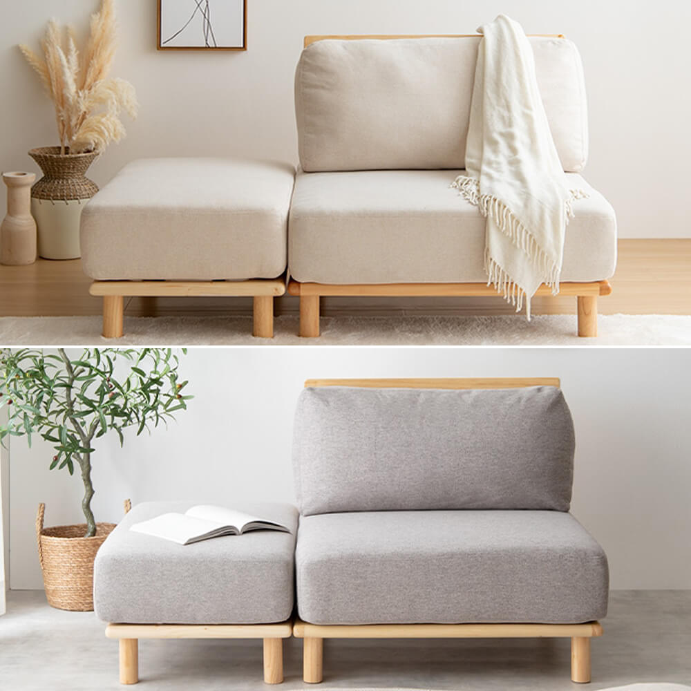 【お買い物マラソン★ポイント5倍】 1人掛けソファー + オットマン 幅80cm ソファ ソファー ローソファ 1人掛けソファ オットマン セット カウチソファ 北欧 韓国 インテリア ポケットコイル おしゃれ 組み合わせ自由 アームレス ローソファー
