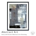 Abstract Art Grey and Green Abstract Art Painting アートポスター(フレーム付き) アートポスター ポスター フ...