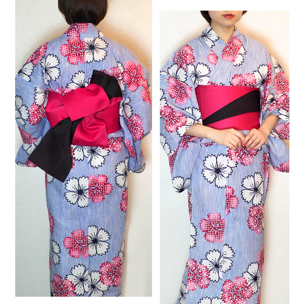 浴衣 レディース 女性浴衣 単品 浴衣単品 仕立て上がり 浴衣レディース 女性用 レトロ 花柄 ブルー 桜 ストライプ 縞