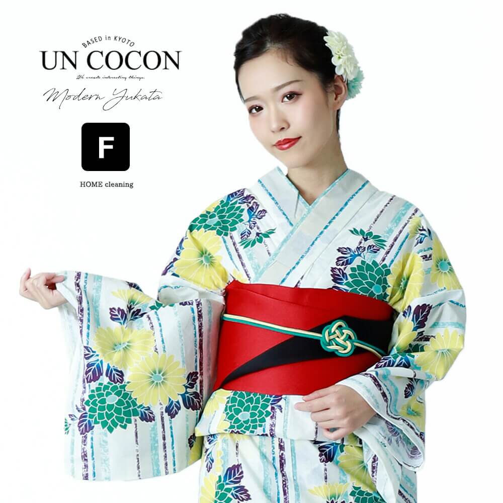 浴衣　レディース　女性浴衣　ゆかた　単品　浴衣単品　レトロ　きれいめ　オトナ見え　仕立て上がり　菊　フリー　ホワイト　ブルー　グリーン　イエロー　水色　白　花柄　涼しげ　送料無料
