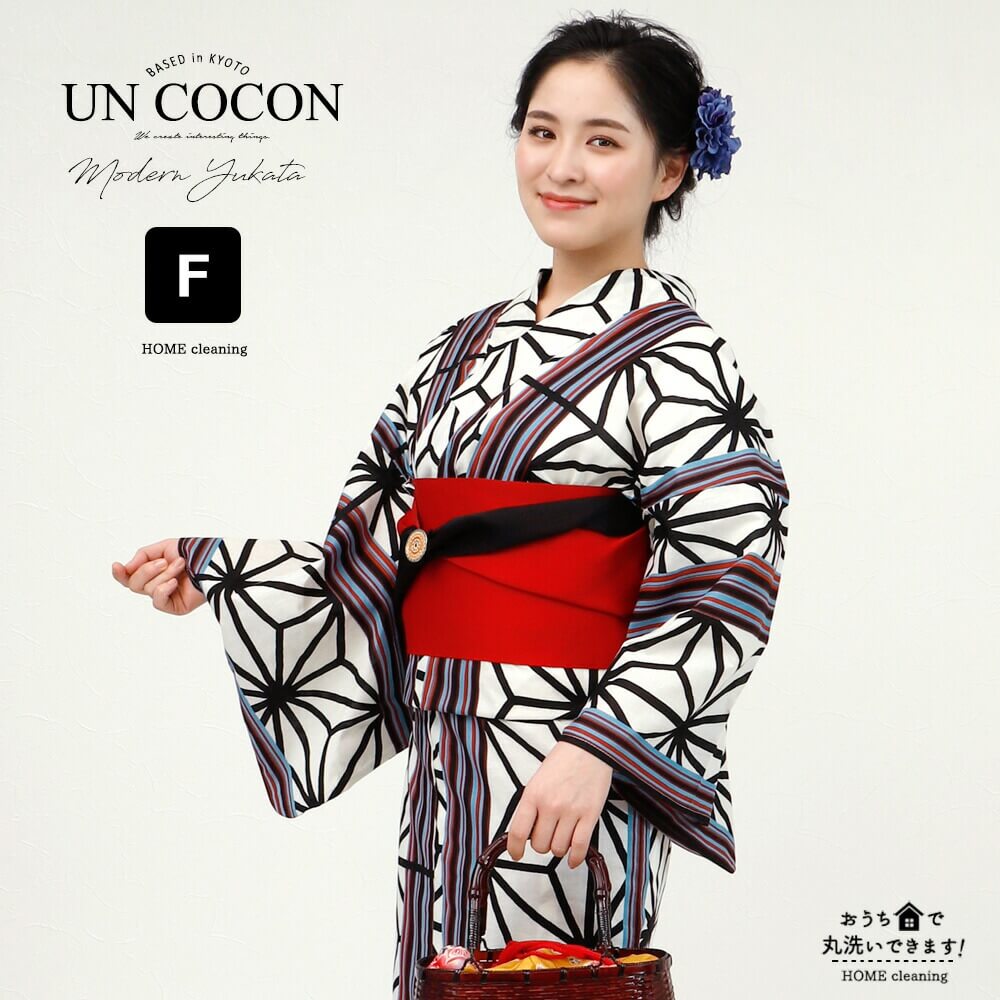 浴衣 レディース 女性浴衣 ゆかた 単品 浴衣単品 レトロ きれいめ オトナ見え 仕立て上がり かっこいい モノトーン 差し色 マルチ 白 黒 ブラック 赤 麻の葉 縞 ストライプ 送料無料