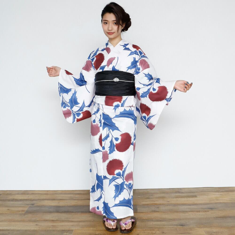 女性浴衣 レディース浴衣 浴衣 単品 浴衣単品 レトロ 仕立て上がり 女性用 フリー 青 ブルー 白 ホワイト 送料無料