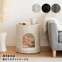【お買い物マラソン★ポイント5倍】 猫ちぐらサイドテーブル ラタン キャットハウス ペット用品 ねこ サイドテーブル ガラステーブル ペットハウス キャットラッ...