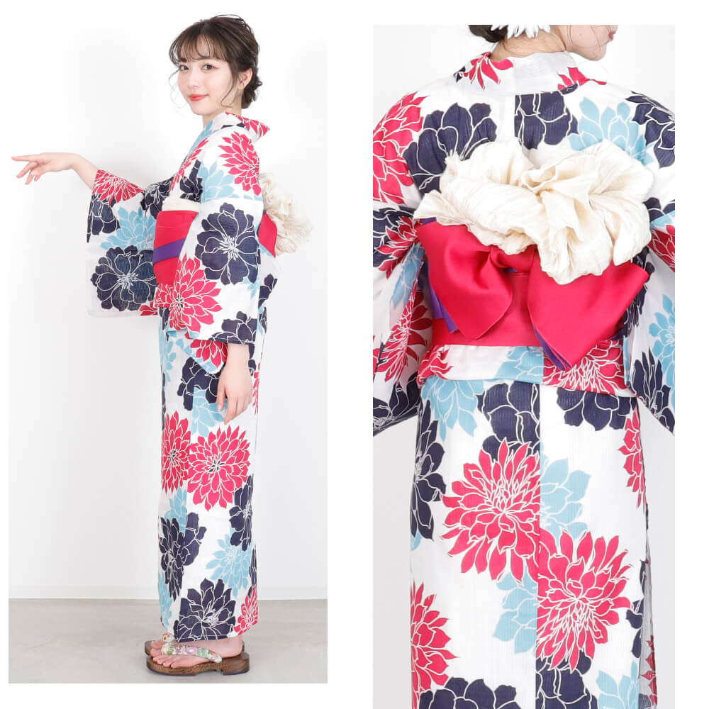 浴衣 レディース 女性浴衣 単品 浴衣単品 仕立て上がり 浴衣レディース 女性用 牡丹 ボタン 花柄 白 ピンク 紺 可愛い