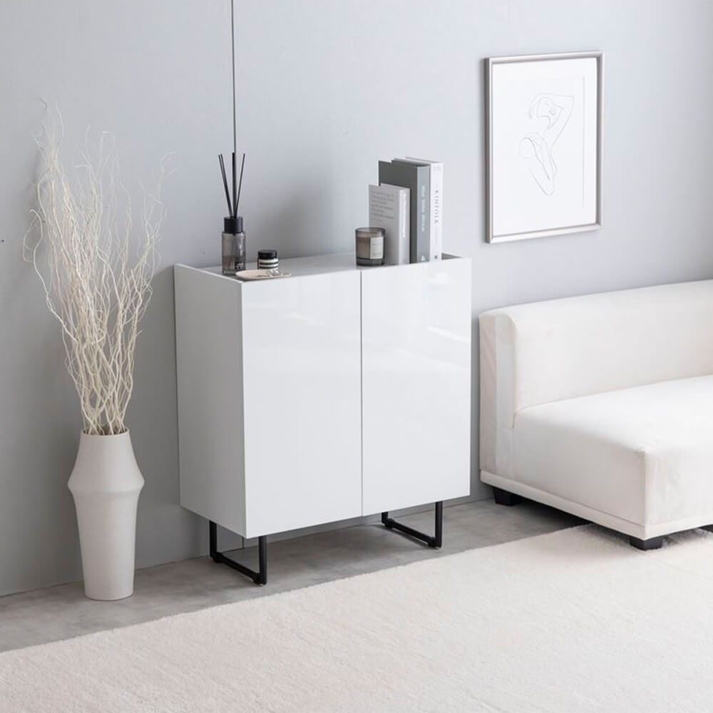 キャビネット 幅70cmタイプ サイドボード 扉収納 スリム 鏡面 石目調 リビング モダン 白 台所 キッチン 玄関 本棚 薄型 幅70 フラット ストーン 脚付き 2way 脚取り外し可能 可動棚 配線穴 コード隙間