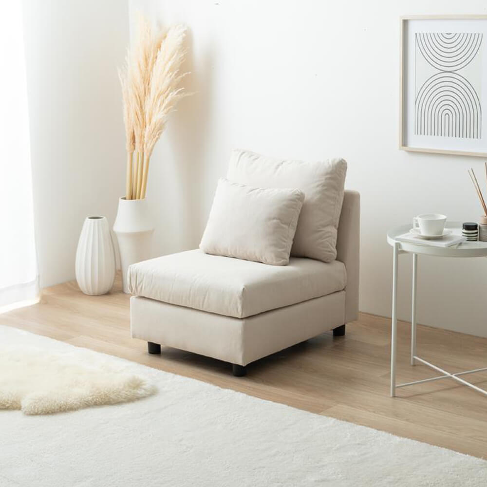 1人掛けソファ ローソファー フロア カウチ L字 I字 一人がけ 1P ユニット 組み合わせ コンパクト 小さめ 省スペース 低い クッション チェア 椅子 いす 一人用 ひとり暮らし 高見え 上質 幅57 1K ワンルーム リビング ダイニング ベッド 同棲 ファミリー [2]