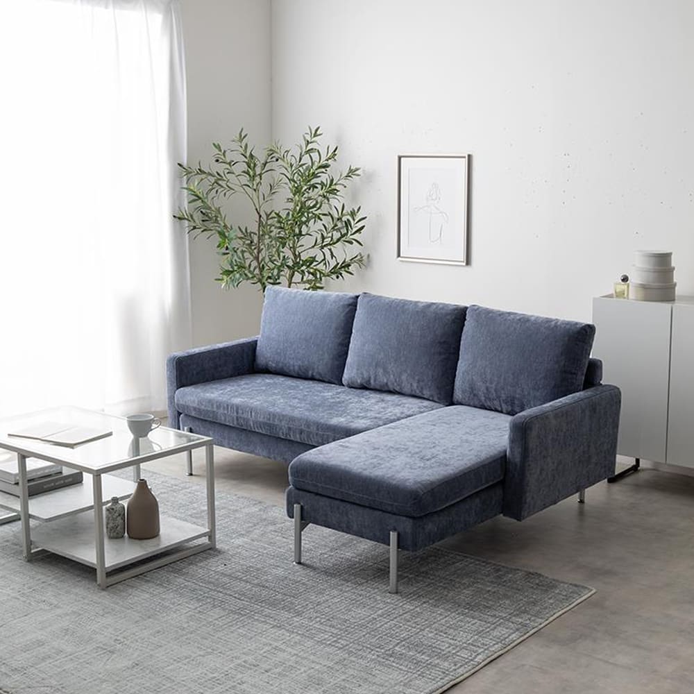 ファブリック3人掛けカウチソファ カウチソファ フロアソファ ローソファー L字 3人掛け 三人用 2.5人 2P 3P 傷に強い 低い low ロー設計 肘付き 肘置き ひじ掛け アームレスト 広々 ふかふか 脚付き 弾力 ペット 幅183 ワンルーム リビング ナチュラル [2]