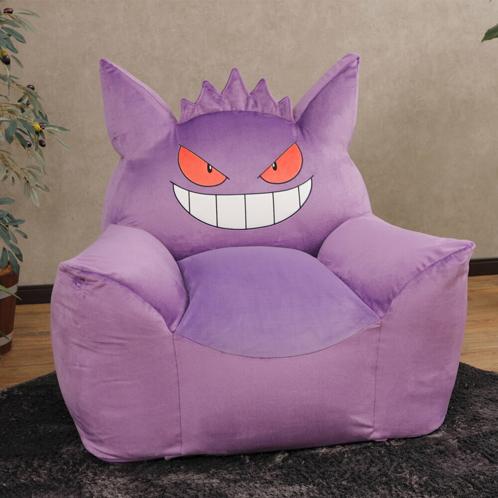 Rakuten - 【楽天 スーパーSALE★ポイント10倍】 ポケモン ゲンガービーズソファ ゲンガーソファ ポケモンインテリア ビーズクッション キャラクターソファ 洗えるソファカバー 子供部屋インテリア おしゃれソファ リラックスチェア スゴビーズ かわいい家具 低