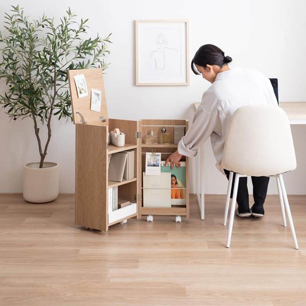楽天 キャスター付きコンパクト収納ワゴン ランドセルラック キッズ収納 学習机まわり収納 子ども部屋インテリア おしゃれ収納家具 nonoc-10011362 nonoc サンプル画像3