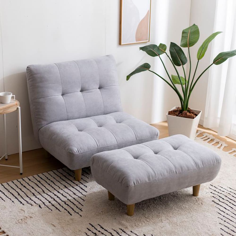 オットマン付き一人掛けソファ 2点セット ローソファ 低いソファ ワイドソファ フロアソファ ソファベッド風 リビング家具 一人暮らしソファ ワンルーム家具 北欧インテリア シンプル家具 ナチュラルインテリア おしゃれソファ くつろぎ家具 モダンインテリア ナチュラル