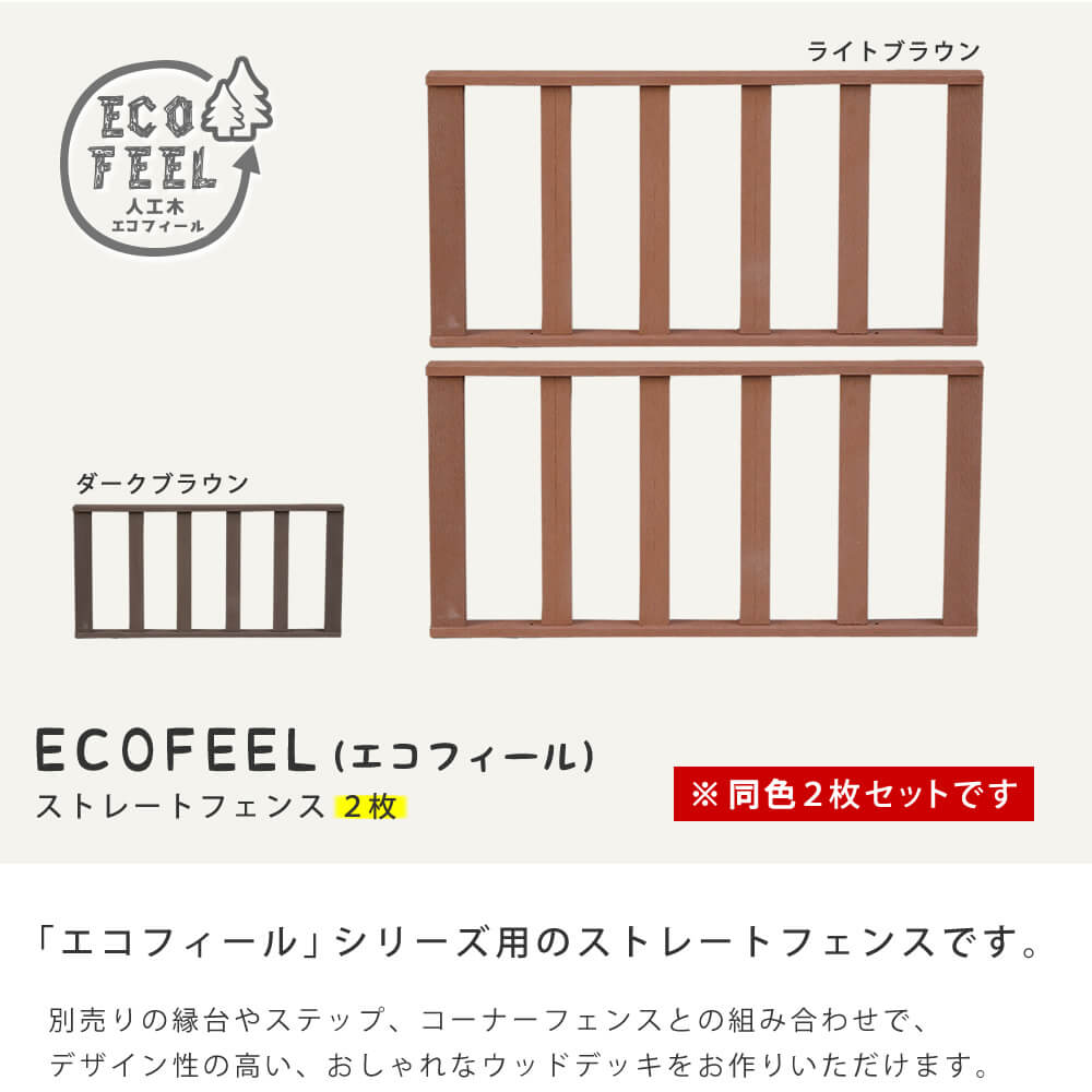 ストレートフェンス 2枚組 手入れ簡単 人工木ウッドデッキ屋外用 ガーデンベンチ ...