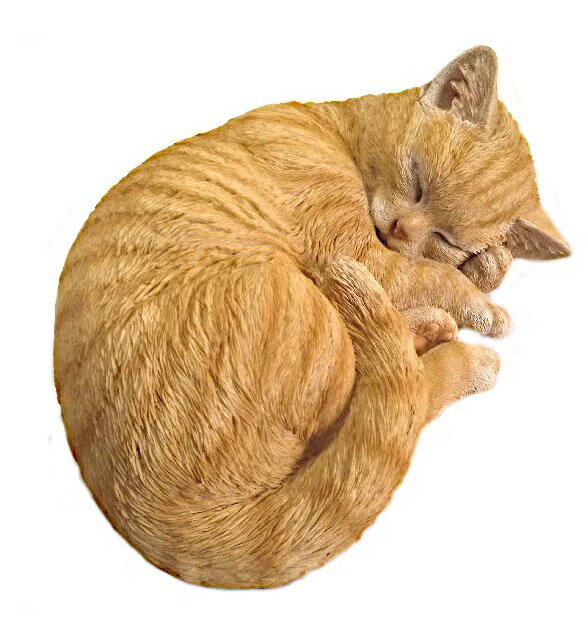 野川農園 レジン製 眠り猫 ネコ B　茶トラ　　12689サイズ(約):W28cm×D21cm×H11cm
