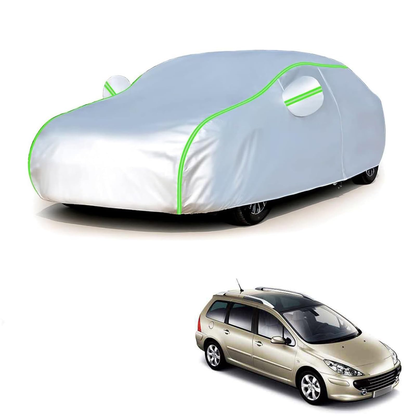 プジョー 307SW T5/T6系 2002年8月〜2008年9月 専用 全天候対応自動車カバー 紫外線防止 雨対策 防風 防水 傷防止 反射ストリップ 収納袋 保護カバー