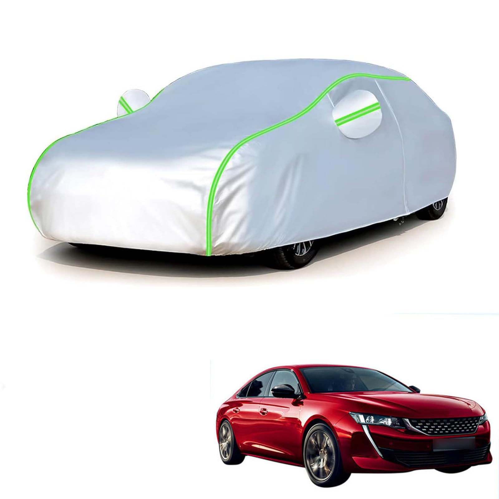 プジョー 508 R8系 2018年11月?現行 専用 全天候対応自動車カバー 紫外線防止 雨対策 防風 防水 傷防止 反射ストリップ 収納袋 保護カバー