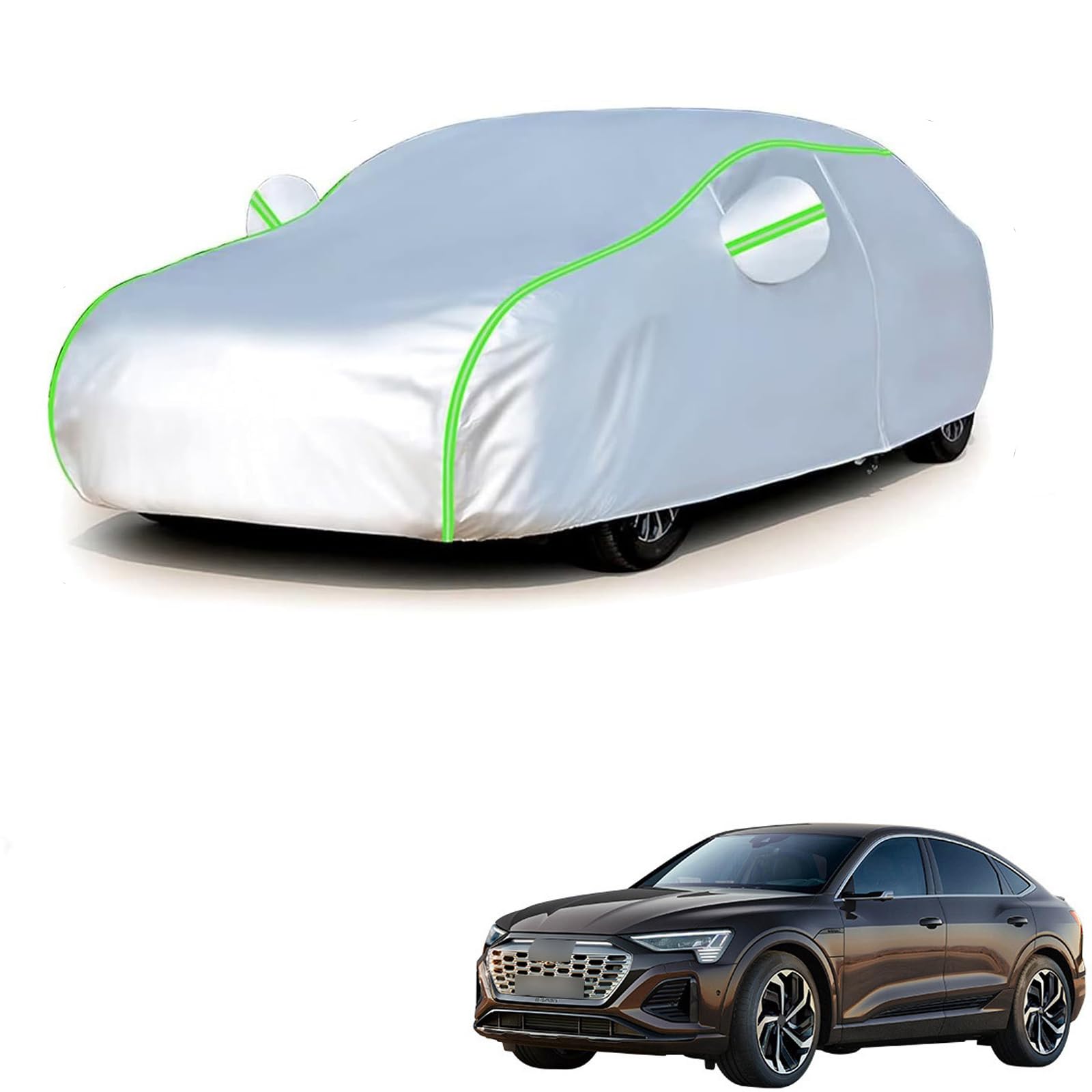 アウディ Q8スポーツバックe-tron (電気自動車) GE 2023年7月?現行 専用 全天候対応自動車カバー 紫外線防止 雨対策 防風 防水 傷防止 反射ストリップ 収納袋 保護カバー
