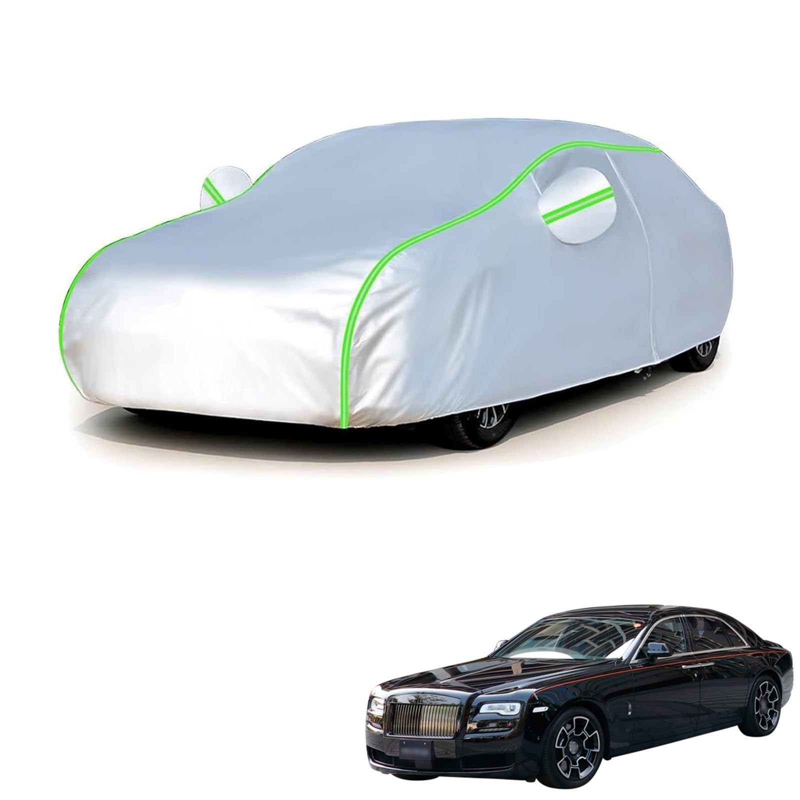 ロールスロイス ブラックバッジゴースト 2019年10月?現行 専用 全天候対応自動車カバー 紫外線防止 雨対策 防風 防水 傷防止 反射ストリップ 収納袋 保護カバー