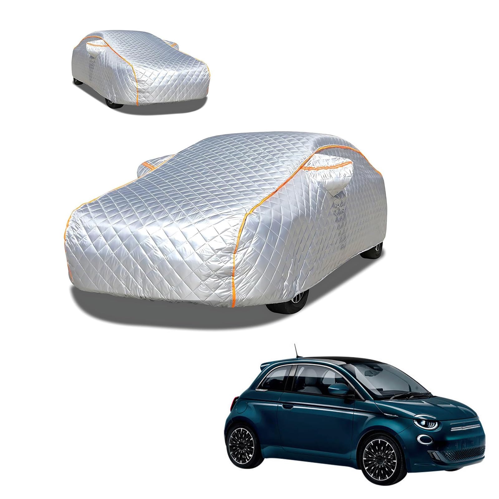 フィアット 500e 2022年6月?現行 専用 極厚5層構造 車カバー 雹対策 ボディカバー 裏起毛 防水 撥水 防雪 紫外線対策 自動車カバー 凍結防止 黄砂 PM2.5 対策 四季対応 屋外 屋内 傷防止 丈夫 収納袋付き