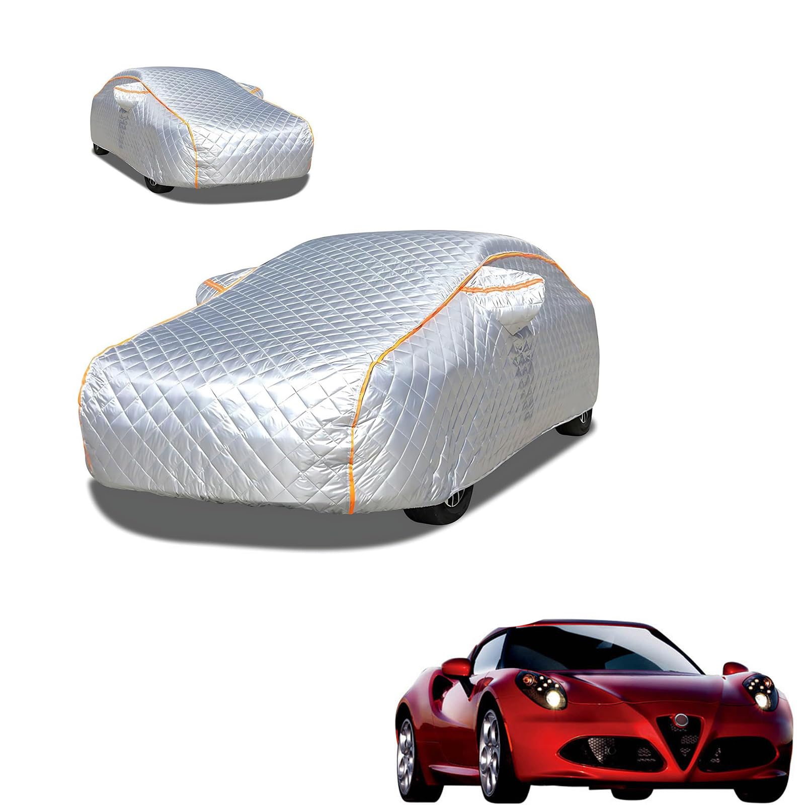 Rakuten - アルファロメオ アルファ ロメオ 4C 2014年7月〜2020年4月 専用 極厚5層構造 車カバー 雹対策 ボディカバー 裏起毛 防水 撥水 防雪 紫外線対策 自動車カバー 凍結防止 黄砂 PM2.5 対策 四季対応 屋外 屋内 傷防止 丈夫 収納袋付き