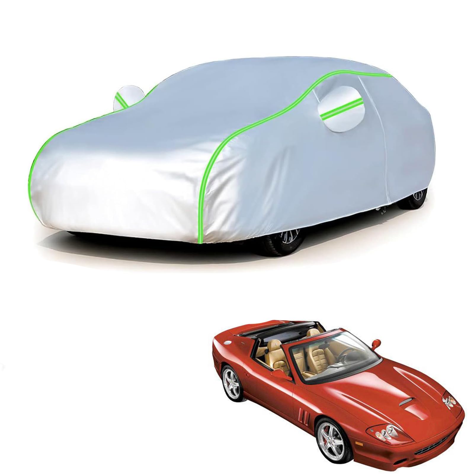 フェラーリ スーパーアメリカ 2005年5月〜2008年3月 専用 全天候対応自動車カバー 紫外線防止 雨対策 防風 防水 傷防止 反射ストリップ 収納袋 保護カバー