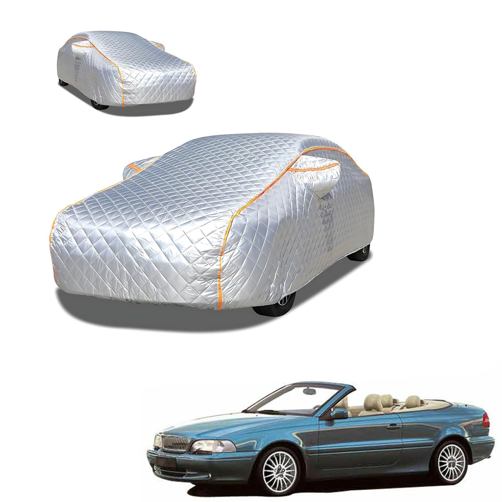 ボルボ C70カブリオレ 2001年9月〜2006年11月 専用 極厚5層構造 車カバー 雹対策 ボディカバー 裏起毛 防水 撥水 防雪 紫外線対策 自動車カバー 凍結防止 黄砂 PM2.5 対策 四季対応 屋外 屋内 傷防止 丈夫 収納袋付き