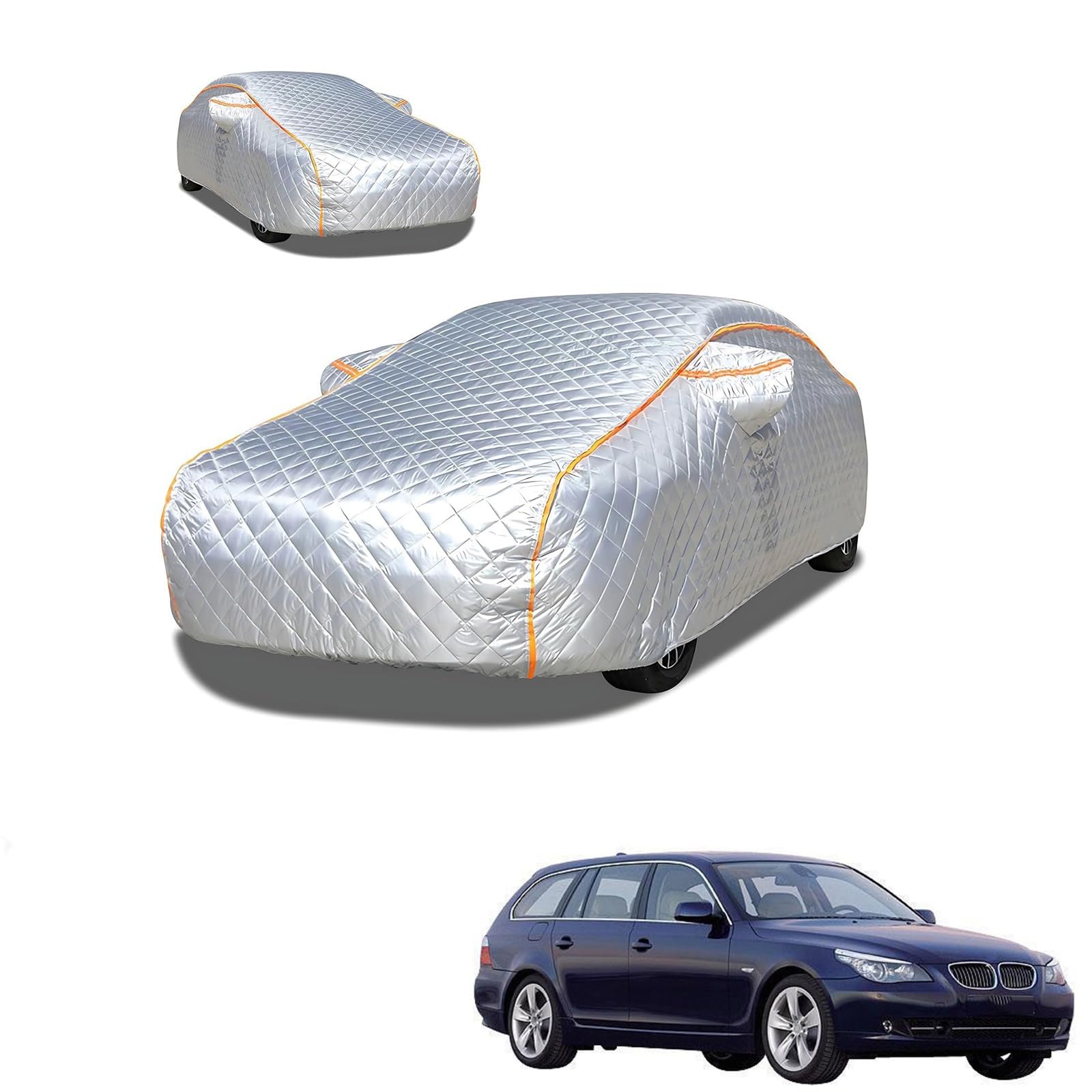 BMW 5シリーズツーリング E61 2004年6月〜2010年8月 専用 極厚5層構造 車カバー 雹対策 ボディカバー 裏起毛 防水 撥水 防雪 紫外線対策 自動車カバー 凍結防止 黄砂 PM2.5 対策 四季対応 屋外 屋内 傷防止 丈夫 収納袋付き