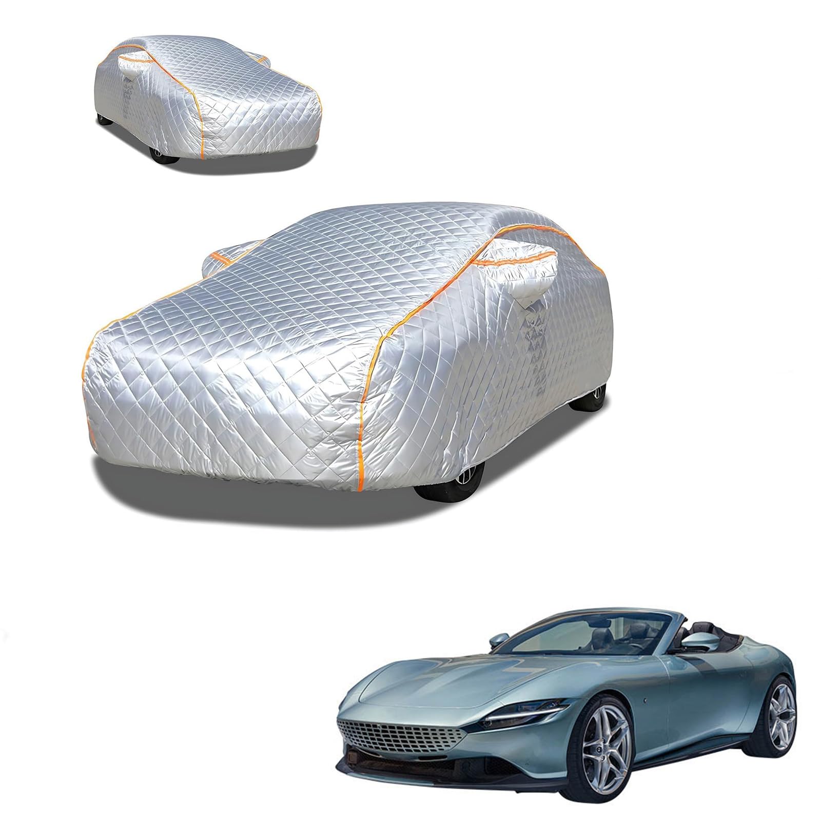 フェラーリ ローマスパイダー 2023年5月?現行 専用 極厚5層構造 車カバー 雹対策 ボディカバー 裏起毛 防水 撥水 防雪 紫外線対策 自動車カバー 凍結防止 黄砂 PM2.5 対策 四季対応 屋外 屋内 傷防止 丈夫 収納袋付き