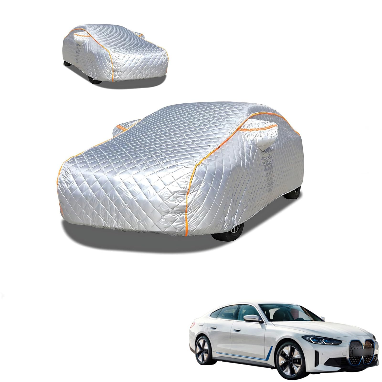 BMW i4 (電気自動車) G26 2022年2月?現行 専用 極厚5層構造 車カバー 雹対策 ボディカバー 裏起毛 防水 撥水 防雪 紫外線対策 自動車カバー 凍結防止 黄砂 PM2.5 対策 四季対応 屋外 屋内 傷防止 丈夫 収納袋付き