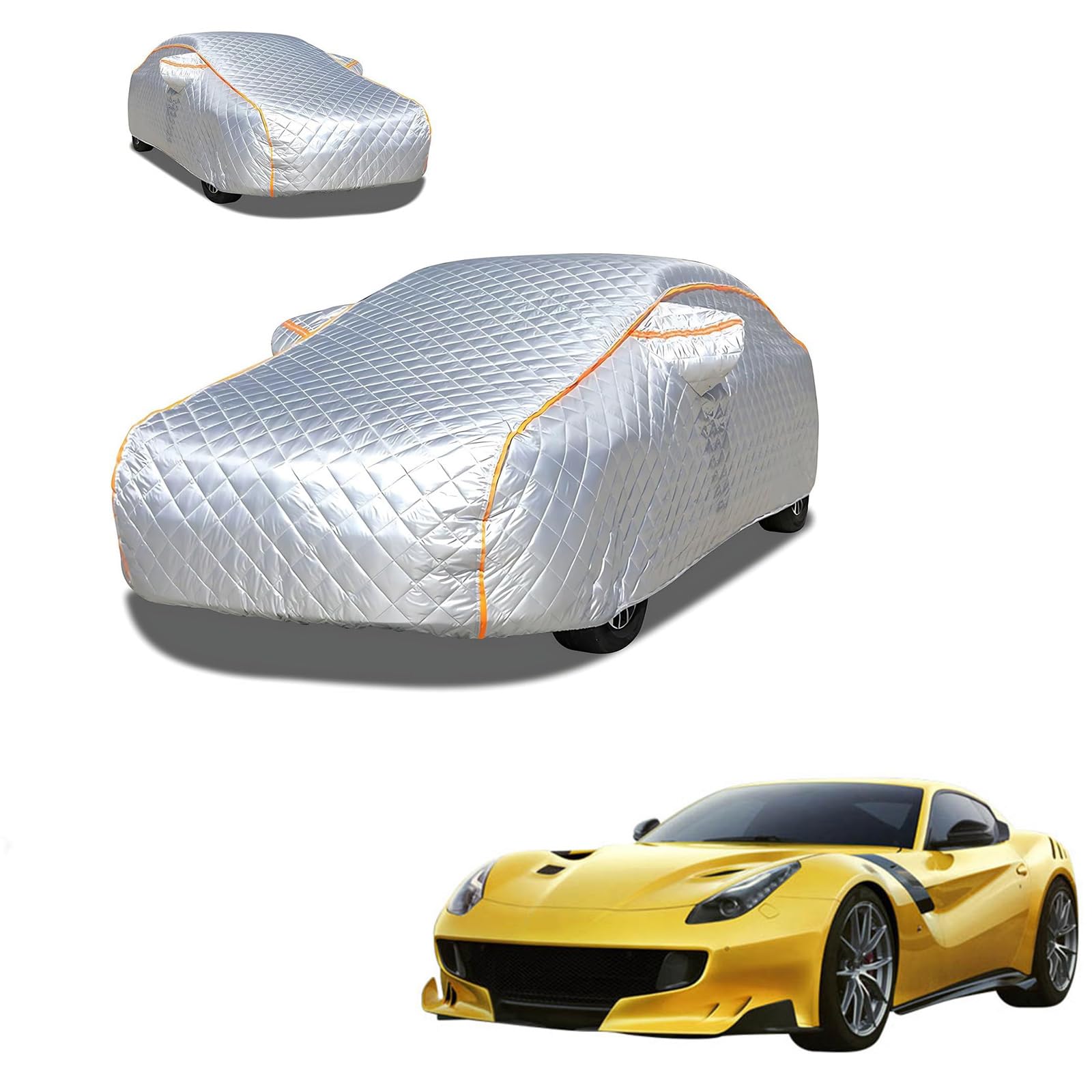 フェラーリ F12tdf 2015年11月〜2018年1月 専用 極厚5層構造 車カバー 雹対策 ボディカバー 裏起毛 防水 撥水 防雪 紫外線対策 自動車カバー 凍結防止 黄砂 PM2.5 対策 四季対応 屋外 屋内 傷防止 丈夫 収納袋付き
