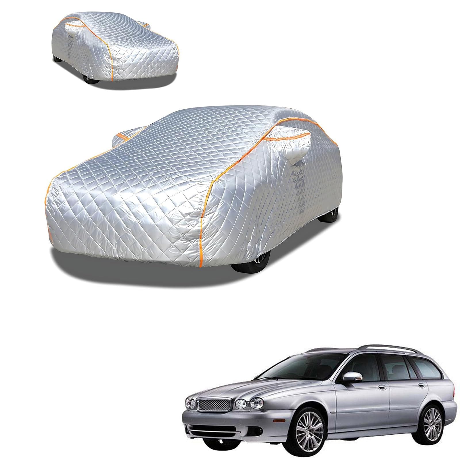 ジャガー Xタイプエステート 2004年7月〜2009年12月 専用 極厚5層構造 車カバー 雹対策 ボディカバー 裏起毛 防水 撥水 防雪 紫外線対策 自動車カバー 凍結防止 黄砂 PM2.5 対策 四季対応 屋外 屋内 傷防止 丈夫 収納袋付き