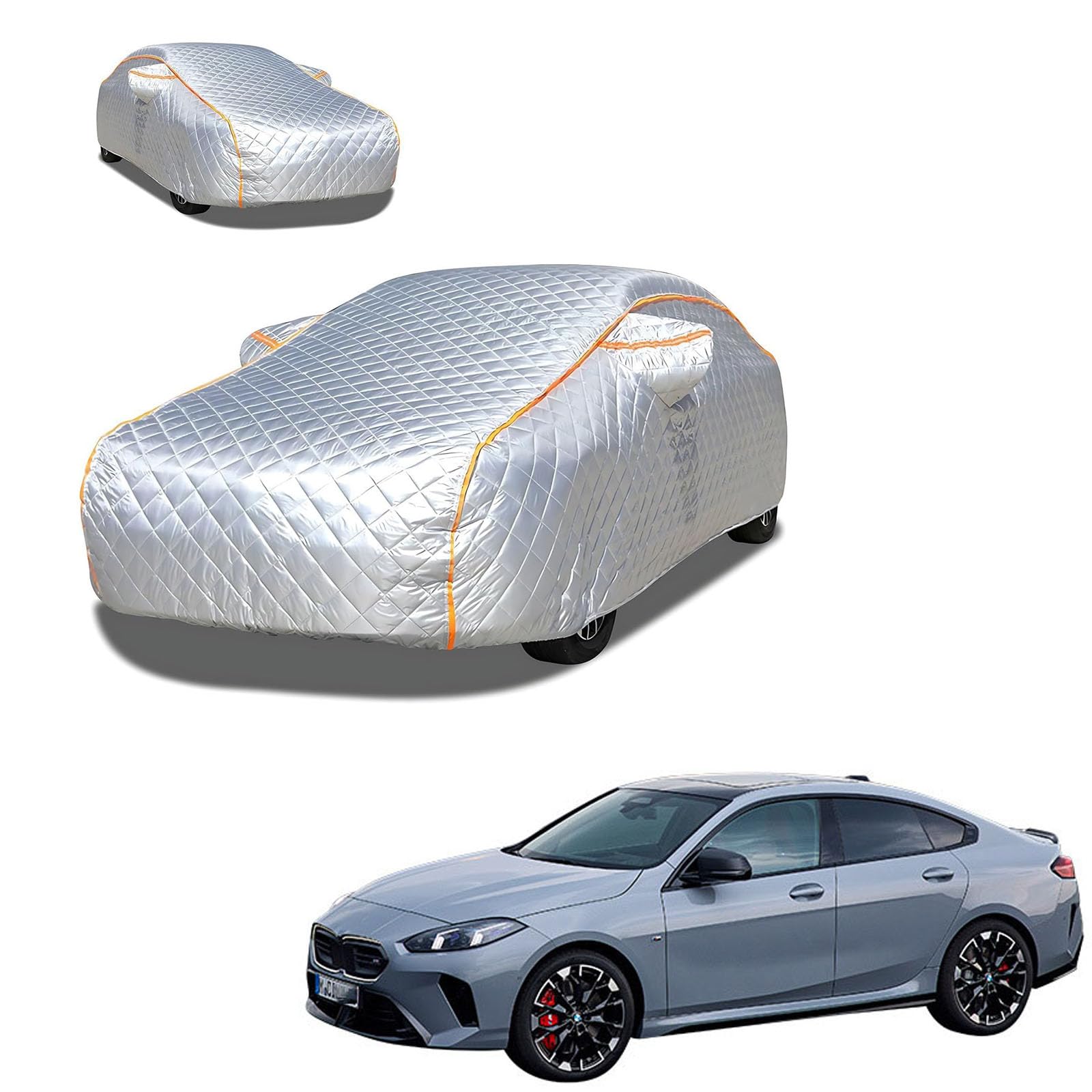 BMW 2シリーズグランクーペ F74 2025年3月〜現行 専用 極厚5層構造 車カバー 雹対策 ボディカバー 裏起毛 防水 撥水 防雪 紫外線対策 自動車カバー 凍結防止 黄砂 PM2.5 対策 四季対応 屋外 屋内 傷防止 丈夫 収納袋付き