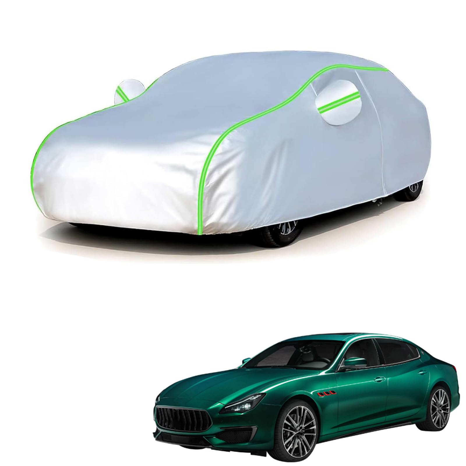 マセラティ クアトロポルテ 2013年4月?現行 専用 全天候対応自動車カバー 紫外線防止 雨対策 防風 防水 傷防止 反射ストリップ 収納袋 保護カバー
